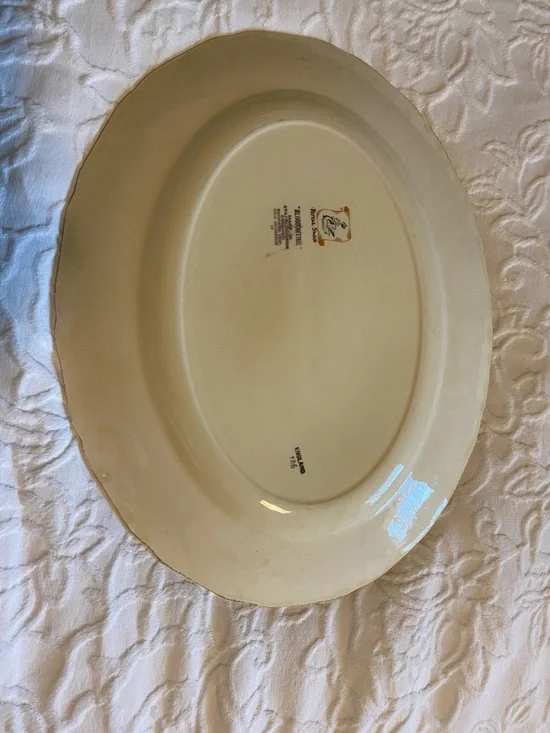 Vintage Royal Swan Blossomtime Cream Floral Porcelain Platter 24kt Gold Trim - Picture 4 of 6
